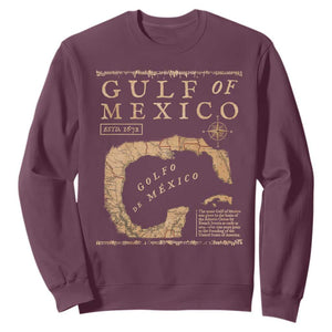 Gulf Of Mexico ESTD 1672 Sweatshirt Vintage Map TS11 Maroon Print Your Wear