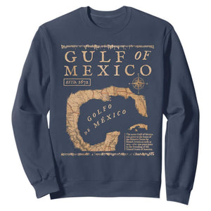 Gulf Of Mexico ESTD 1672 Sweatshirt Vintage Map TS11 Navy Print Your Wear