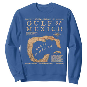 Gulf Of Mexico ESTD 1672 Sweatshirt Vintage Map TS11 Royal Blue Print Your Wear