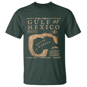 Gulf Of Mexico ESTD 1672 T Shirt Vintage Map TS11 Dark Forest Green Print Your Wear
