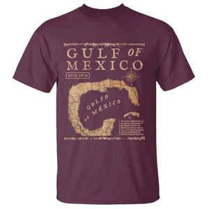 Gulf Of Mexico ESTD 1672 T Shirt Vintage Map TS11 Maroon Print Your Wear