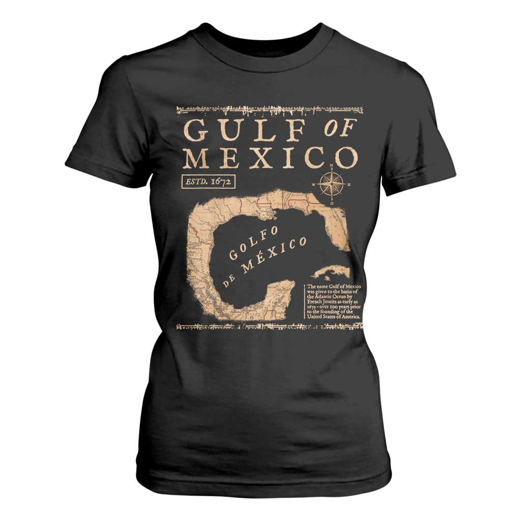 Gulf Of Mexico ESTD 1672 T Shirt For Women Vintage Map TS11 Black Print Your Wear