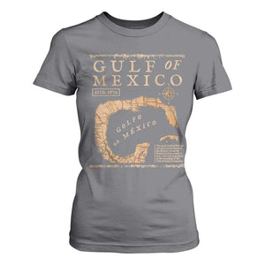 Gulf Of Mexico ESTD 1672 T Shirt For Women Vintage Map TS11 Charcoal Print Your Wear