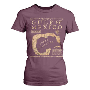 Gulf Of Mexico ESTD 1672 T Shirt For Women Vintage Map TS11 Maroon Print Your Wear