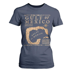 Gulf Of Mexico ESTD 1672 T Shirt For Women Vintage Map TS11 Navy Print Your Wear