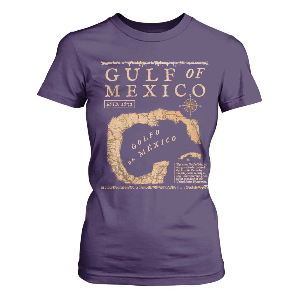 Gulf Of Mexico ESTD 1672 T Shirt For Women Vintage Map TS11 Purple Print Your Wear