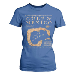 Gulf Of Mexico ESTD 1672 T Shirt For Women Vintage Map TS11 Royal Blue Print Your Wear