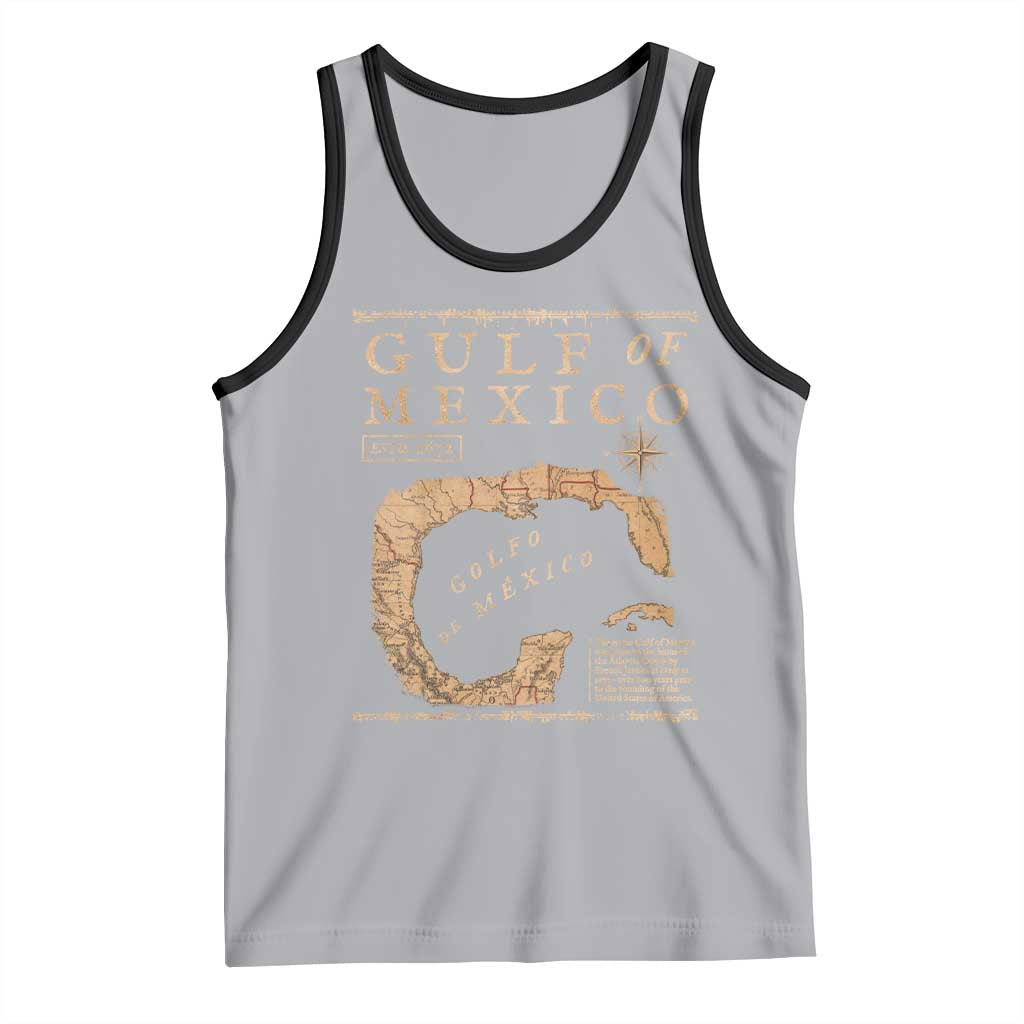 Gulf Of Mexico ESTD 1672 Tank Top Vintage Map TS11 Athletic Heather Black Print Your Wear