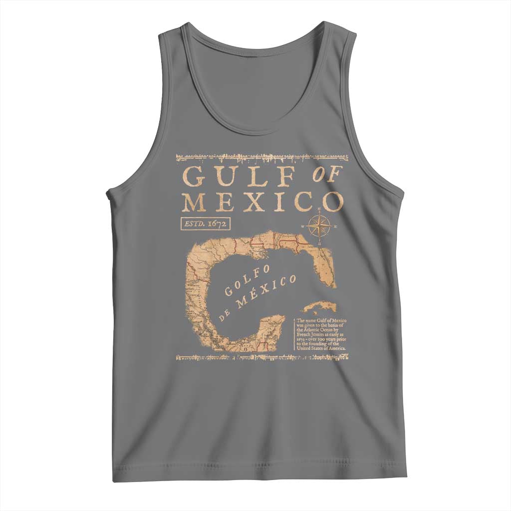 Gulf Of Mexico ESTD 1672 Tank Top Vintage Map TS11 Black Heather Print Your Wear