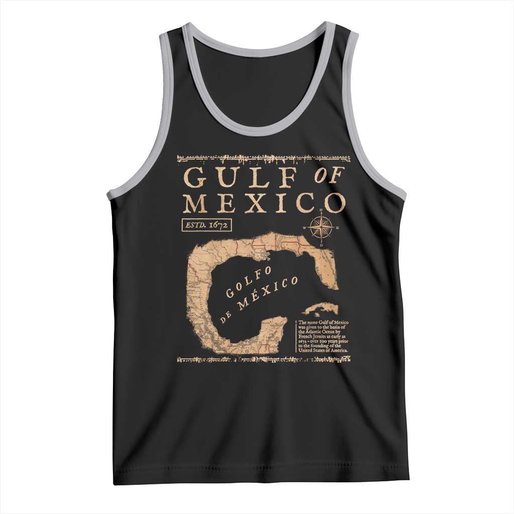 Gulf Of Mexico ESTD 1672 Tank Top Vintage Map TS11 Black Athletic Heather Print Your Wear