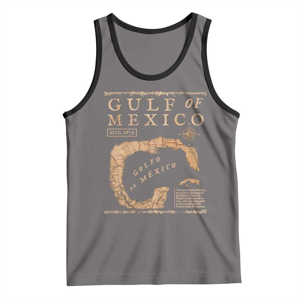 Gulf Of Mexico ESTD 1672 Tank Top Vintage Map TS11 Deep Heather Black Print Your Wear