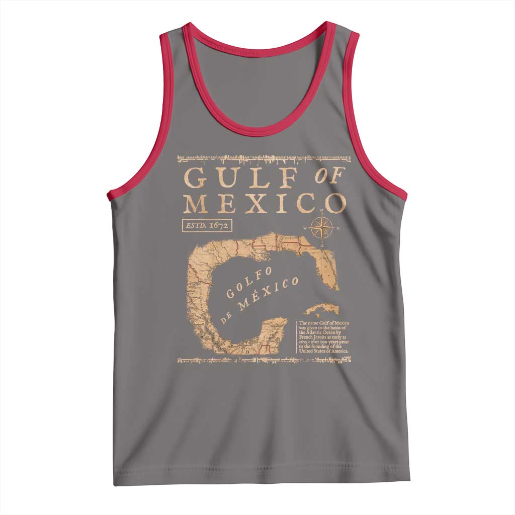 Gulf Of Mexico ESTD 1672 Tank Top Vintage Map TS11 Deep Heather Red Print Your Wear