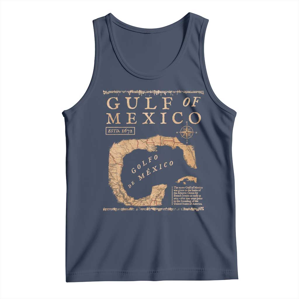Gulf Of Mexico ESTD 1672 Tank Top Vintage Map TS11 Navy Print Your Wear