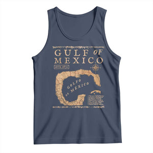 Gulf Of Mexico ESTD 1672 Tank Top Vintage Map TS11 Navy Print Your Wear