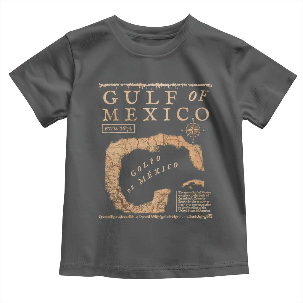 Gulf Of Mexico ESTD 1672 Toddler T Shirt Vintage Map TS11 Dark Heather Print Your Wear