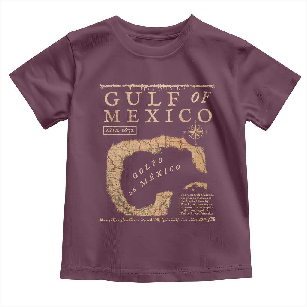 Gulf Of Mexico ESTD 1672 Toddler T Shirt Vintage Map TS11 Maroon Print Your Wear