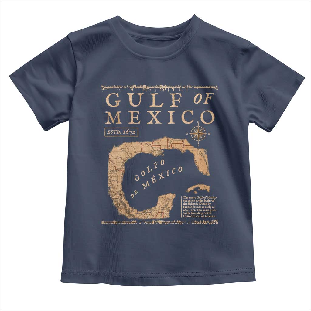 Gulf Of Mexico ESTD 1672 Toddler T Shirt Vintage Map TS11 Navy Print Your Wear