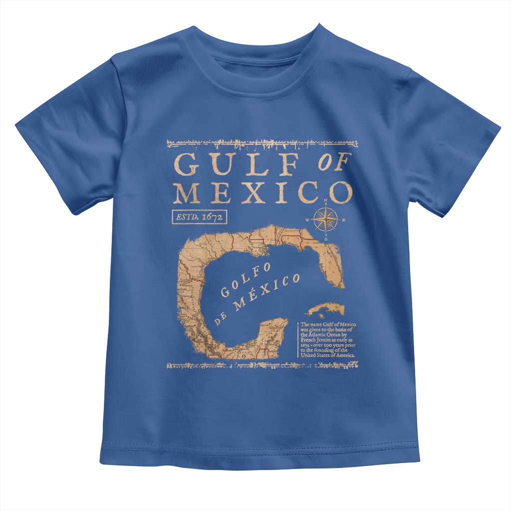 Gulf Of Mexico ESTD 1672 Toddler T Shirt Vintage Map TS11 Royal Blue Print Your Wear