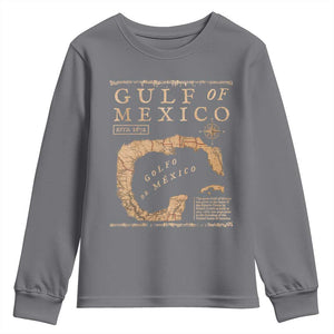 Gulf Of Mexico ESTD 1672 Youth Sweatshirt Vintage Map TS11 Charcoal Print Your Wear