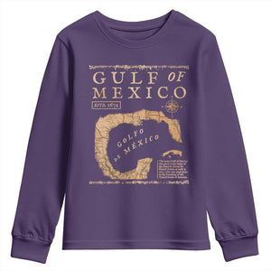 Gulf Of Mexico ESTD 1672 Youth Sweatshirt Vintage Map TS11 Purple Print Your Wear