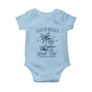 Funny Gulf Of Mexico Social Club Stay Salty Always And Forever Baby Onesie Coconut Tree Cocktail TS11 Light Blue Print Your Wear