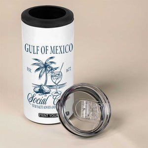 Funny Gulf Of Mexico Social Club Stay Salty Always And Forever 4 in 1 Can Cooler Tumbler Coconut Tree Cocktail TS11 Print Your Wear