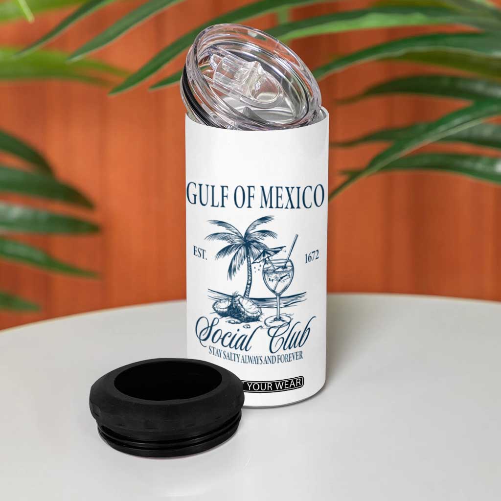 Funny Gulf Of Mexico Social Club Stay Salty Always And Forever 4 in 1 Can Cooler Tumbler Coconut Tree Cocktail TS11 Print Your Wear