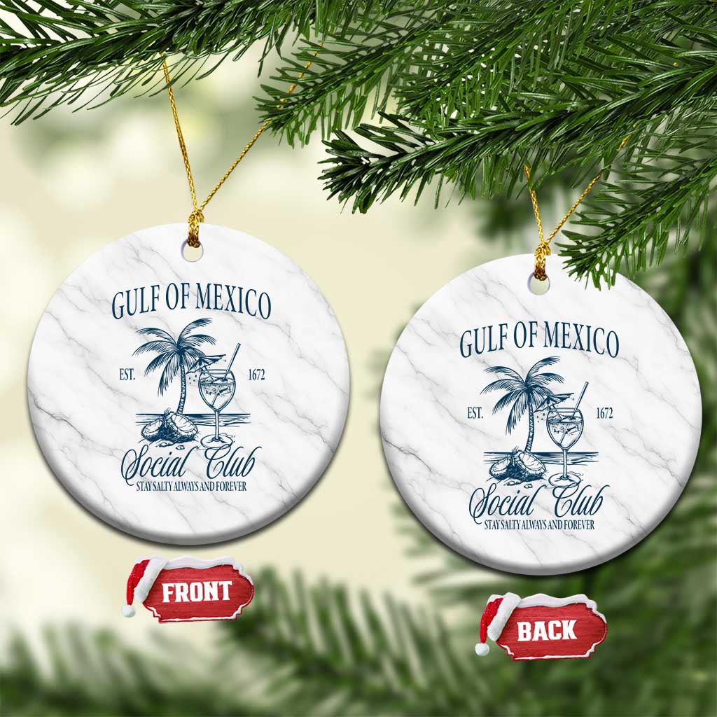 Funny Gulf Of Mexico Social Club Stay Salty Always And Forever Ceramic Ornament Coconut Tree Cocktail TS11 1pc White Marble Print Your Wear
