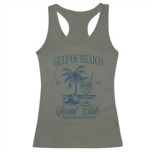 Funny Gulf Of Mexico Social Club Stay Salty Always And Forever Racerback Tank Top Coconut Tree Cocktail TS11 Military Green Print Your Wear