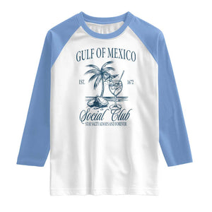 Funny Gulf Of Mexico Social Club Stay Salty Always And Forever Raglan Shirt Coconut Tree Cocktail TS11 White Carolina Blue Print Your Wear