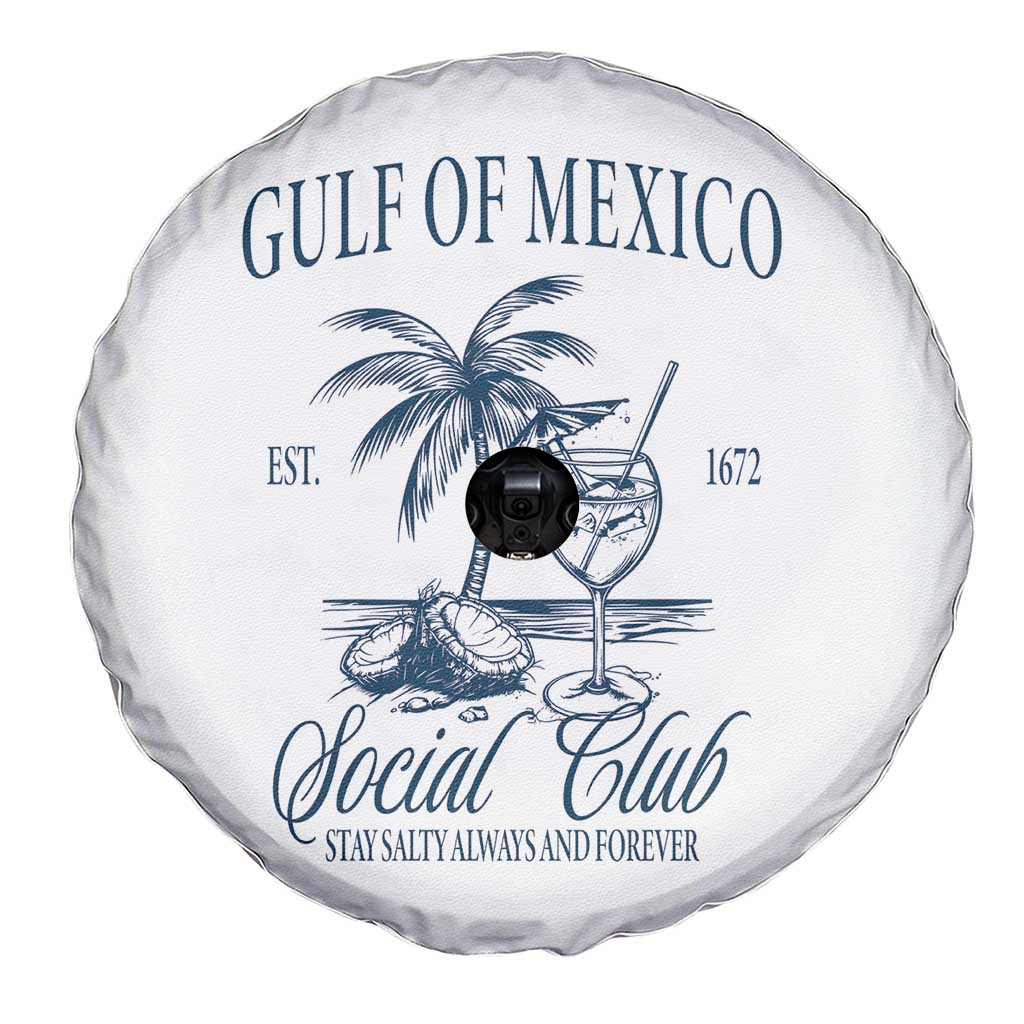 Funny Gulf Of Mexico Social Club Stay Salty Always And Forever Spare Tire Cover Coconut Tree Cocktail TS11 Print Your Wear