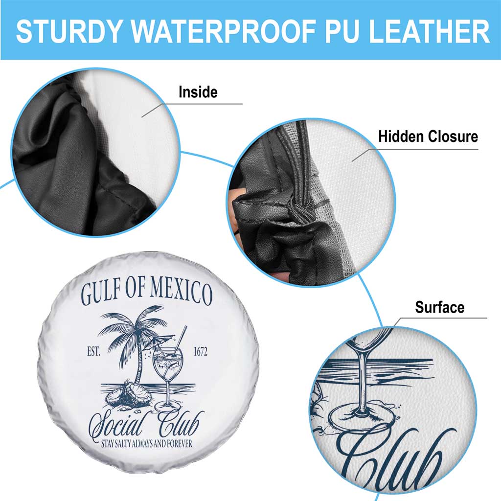 Funny Gulf Of Mexico Social Club Stay Salty Always And Forever Spare Tire Cover Coconut Tree Cocktail TS11 Print Your Wear