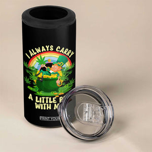 Funny St Patrick's Day Cannabis Weed 4 in 1 Can Cooler Tumbler I Always Carry A Little Pot Leprechaun TS11 Print Your Wear