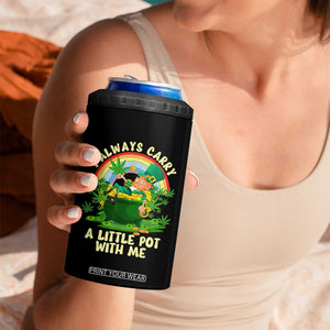 Funny St Patrick's Day Cannabis Weed 4 in 1 Can Cooler Tumbler I Always Carry A Little Pot Leprechaun TS11 Print Your Wear