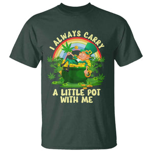 Funny St Patrick's Day Cannabis Weed T Shirt I Always Carry A Little Pot Leprechaun TS11 Dark Forest Green Print Your Wear