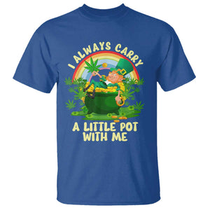Funny St Patrick's Day Cannabis Weed T Shirt I Always Carry A Little Pot Leprechaun TS11 Royal Blue Print Your Wear