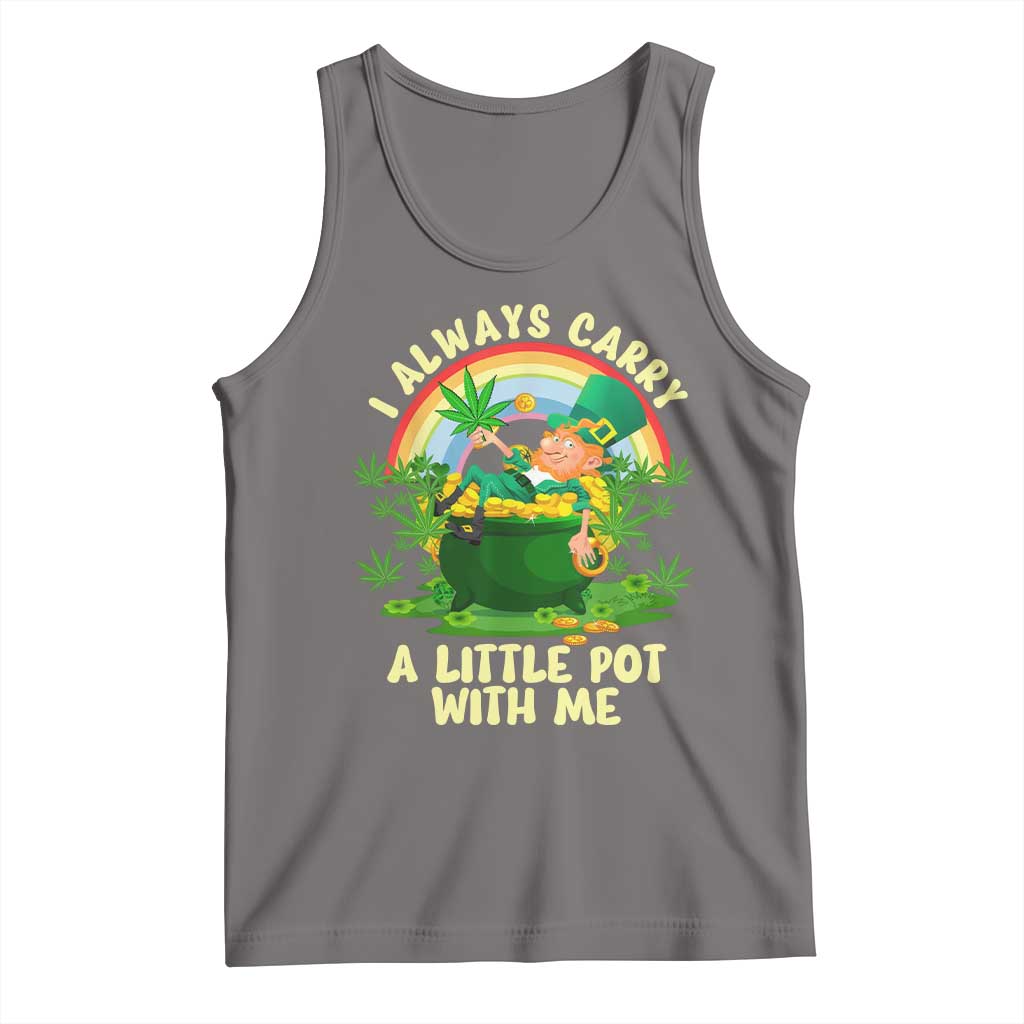Funny St Patrick's Day Cannabis Weed Tank Top I Always Carry A Little Pot Leprechaun TS11 Deep Heather Print Your Wear