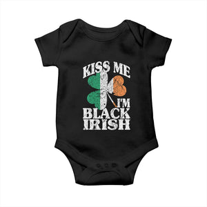 Funny Kiss Me I'm Black Irish Baby Onesie St Patrick's Day Vintage Shamrock TS11 Black Print Your Wear