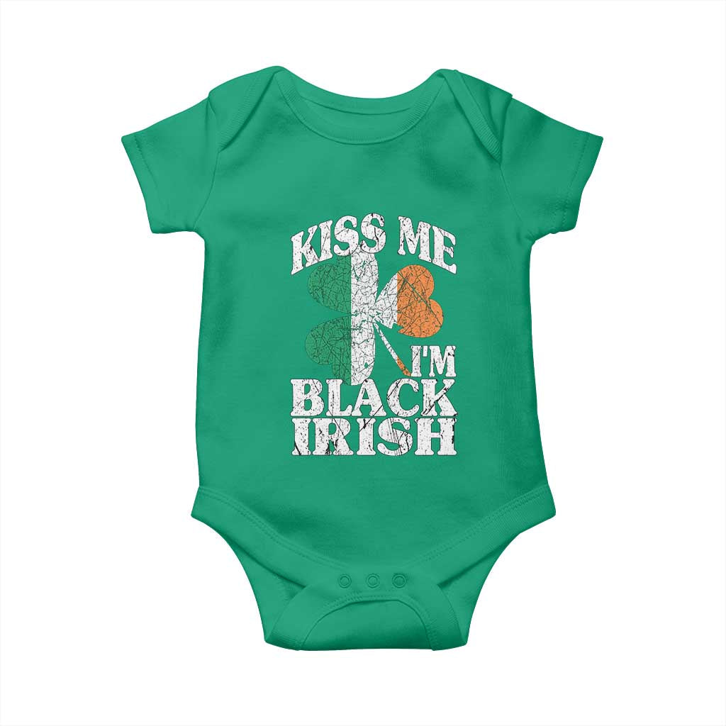 Funny Kiss Me I'm Black Irish Baby Onesie St Patrick's Day Vintage Shamrock TS11 Irish Green Print Your Wear