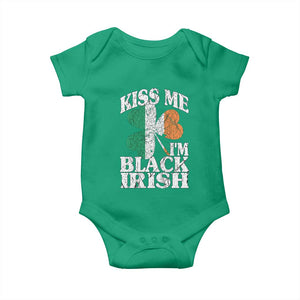 Funny Kiss Me I'm Black Irish Baby Onesie St Patrick's Day Vintage Shamrock TS11 Irish Green Print Your Wear