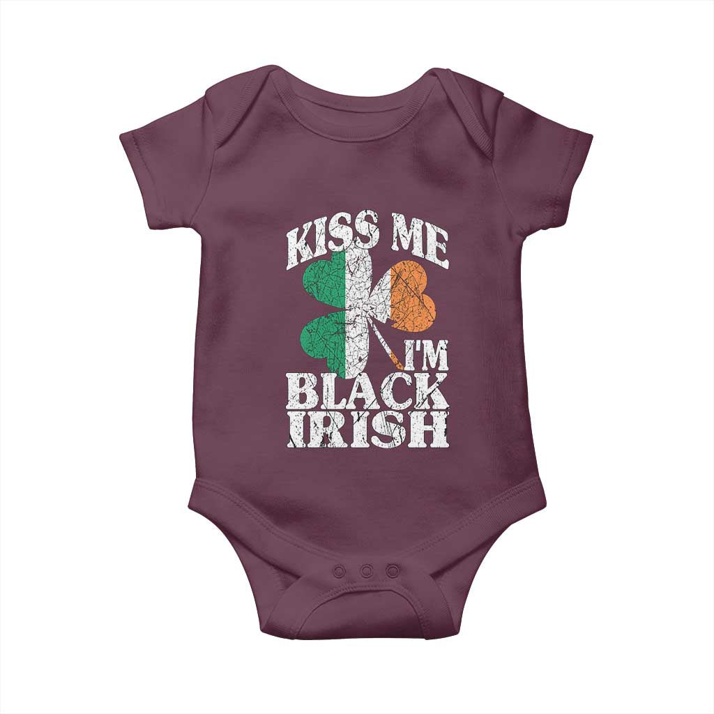 Funny Kiss Me I'm Black Irish Baby Onesie St Patrick's Day Vintage Shamrock TS11 Maroon Print Your Wear