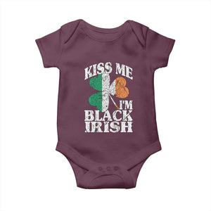 Funny Kiss Me I'm Black Irish Baby Onesie St Patrick's Day Vintage Shamrock TS11 Maroon Print Your Wear