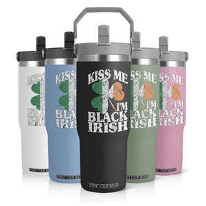 Funny Kiss Me I'm Black Irish Flip Straw Tumbler St Patrick's Day Vintage Shamrock TS11 Print Your Wear