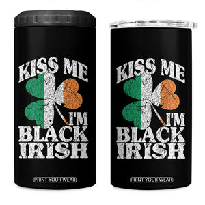 Funny Kiss Me I'm Black Irish 4 in 1 Can Cooler Tumbler St Patrick's Day Vintage Shamrock TS11 One Size: 16 oz Black Print Your Wear