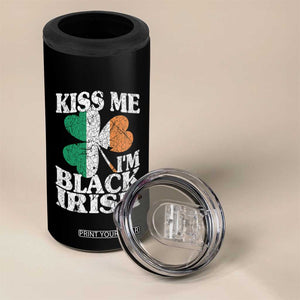 Funny Kiss Me I'm Black Irish 4 in 1 Can Cooler Tumbler St Patrick's Day Vintage Shamrock TS11 Print Your Wear