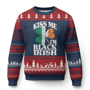 Funny Kiss Me I'm Black Irish Ugly Christmas Sweater St Patrick's Day Vintage Shamrock TS11 Navy Red Print Your Wear