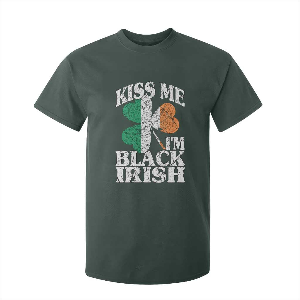 Funny Kiss Me I'm Black Irish T Shirt For Kid St Patrick's Day Vintage Shamrock TS11 Dark Forest Green Print Your Wear