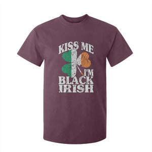 Funny Kiss Me I'm Black Irish T Shirt For Kid St Patrick's Day Vintage Shamrock TS11 Maroon Print Your Wear