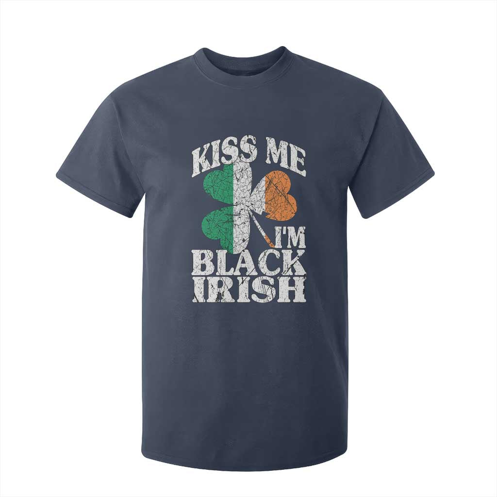 Funny Kiss Me I'm Black Irish T Shirt For Kid St Patrick's Day Vintage Shamrock TS11 Navy Print Your Wear