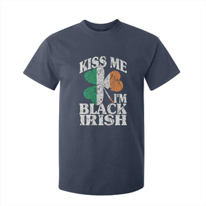 Funny Kiss Me I'm Black Irish T Shirt For Kid St Patrick's Day Vintage Shamrock TS11 Navy Print Your Wear